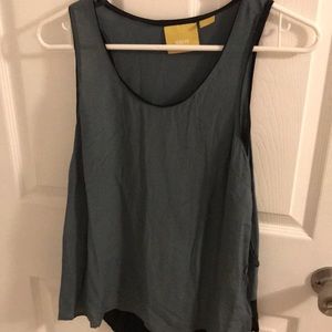 Color block 100% silk top
